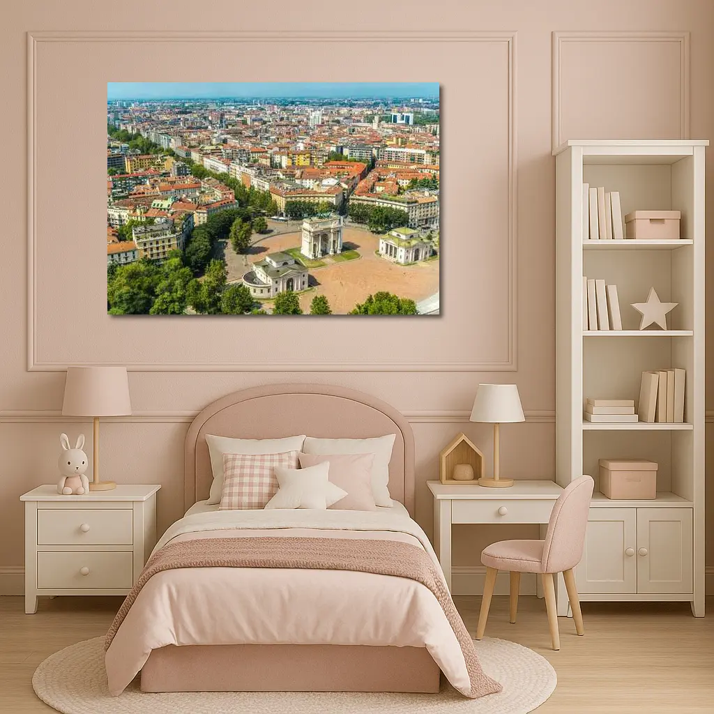 Milan Italy Arco della Pace Aerial View – Wall Art