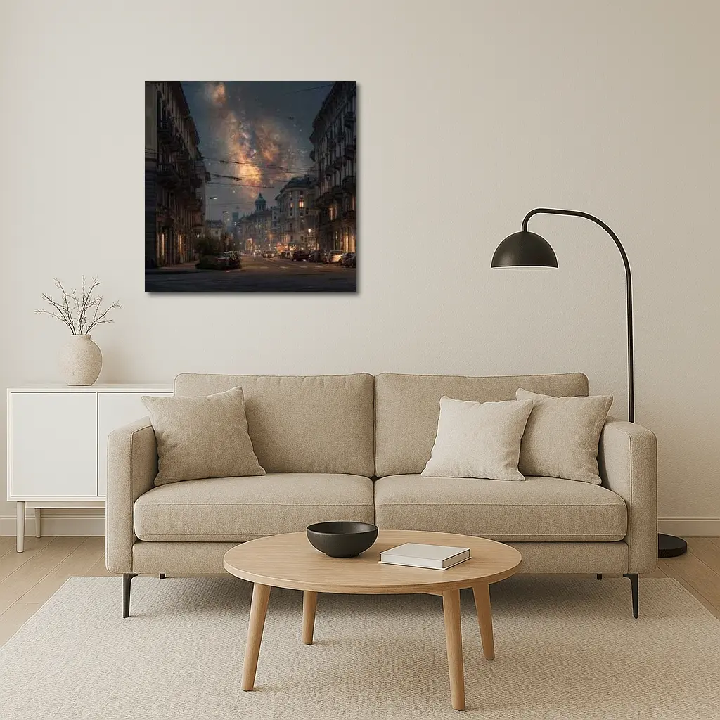 Milan City Street Milky Way Night Sky – Wall Art