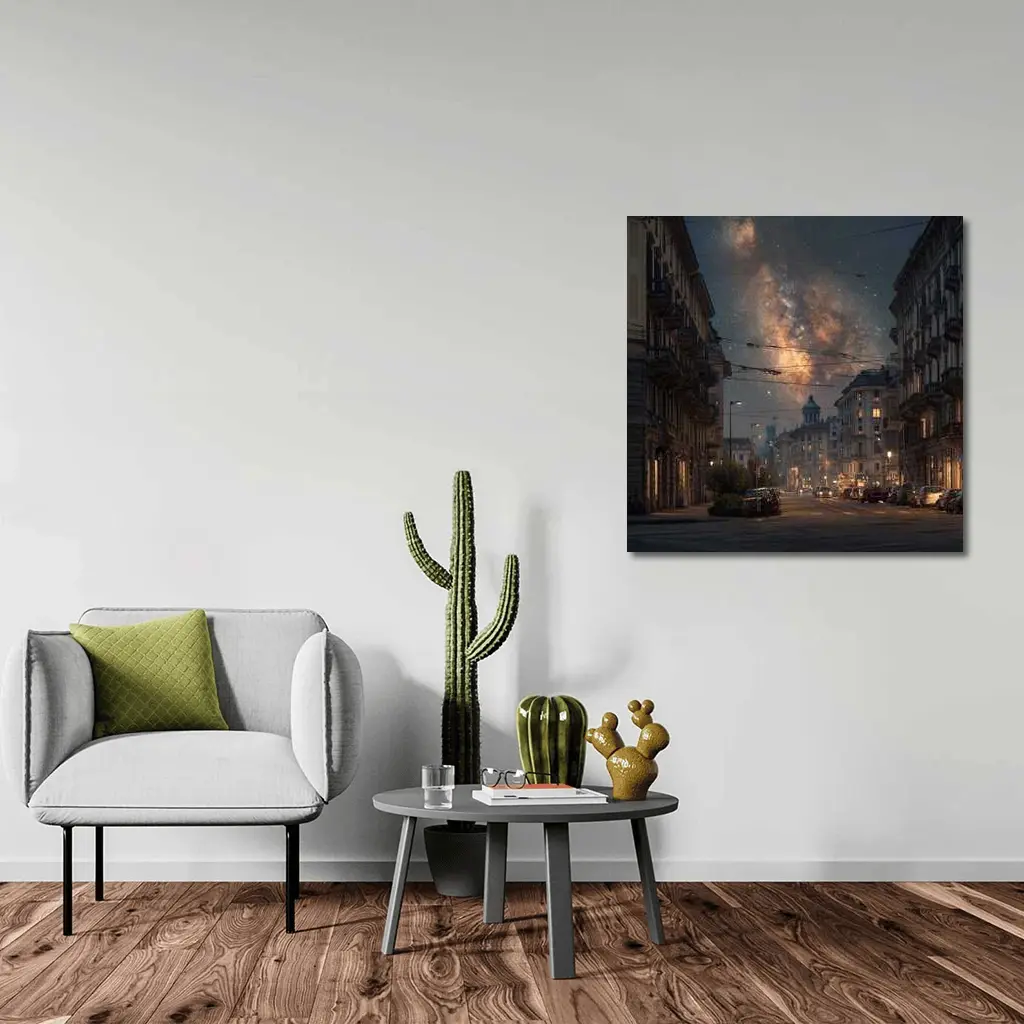 Milan City Street Milky Way Night Sky – Wall Art