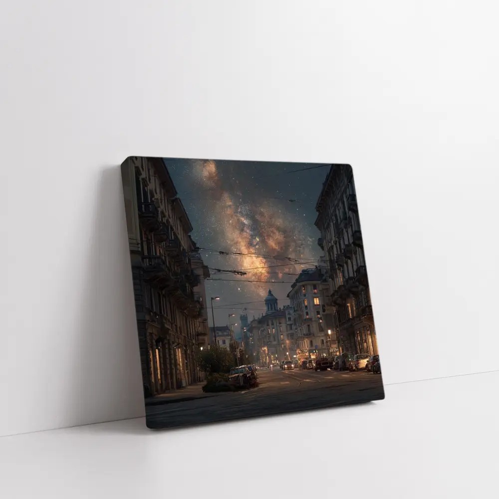 Milan City Street Milky Way Night Sky – Wall Art