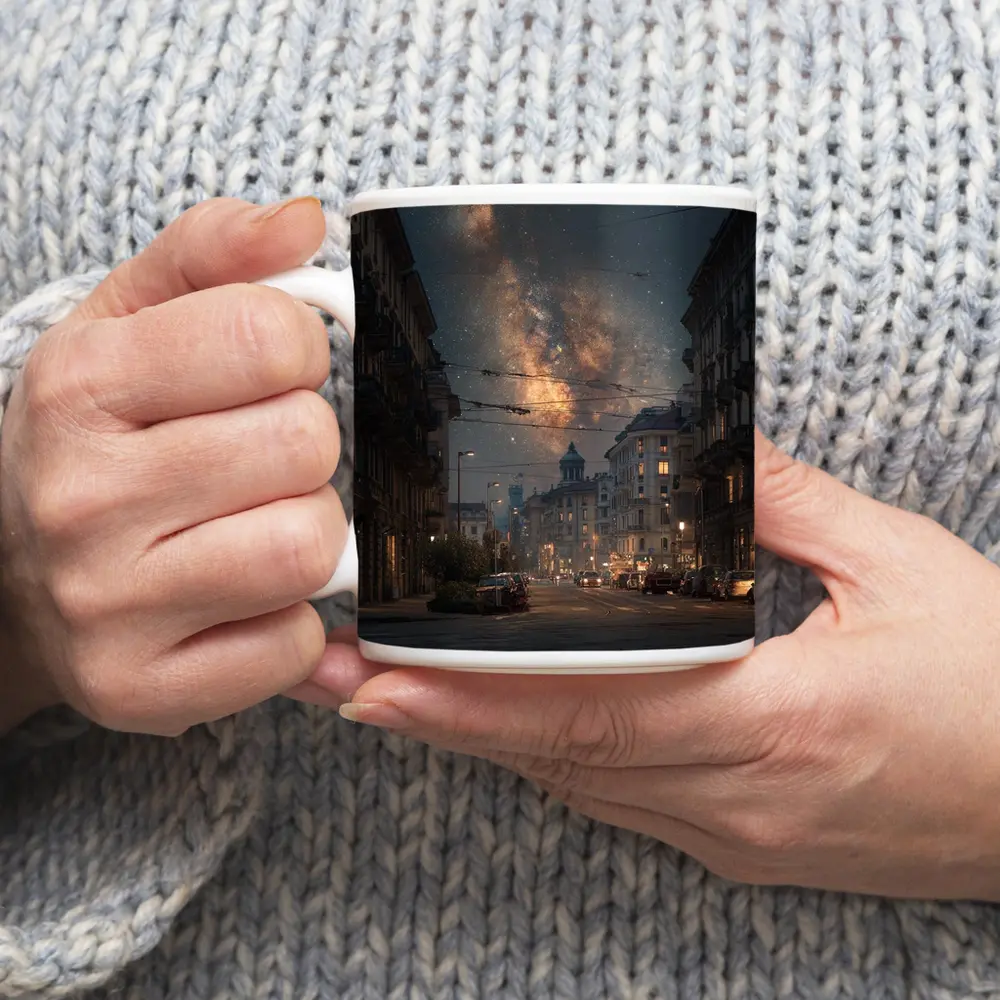 Milan City Street Milky Way Night Sky – Mugs