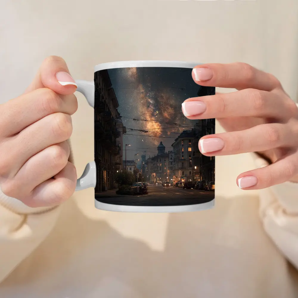 Milan City Street Milky Way Night Sky – Mugs