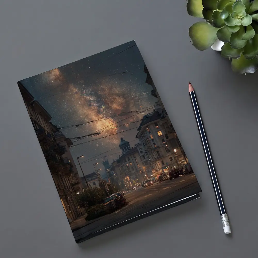 Milan City Street Milky Way Night Sky – Notebooks
