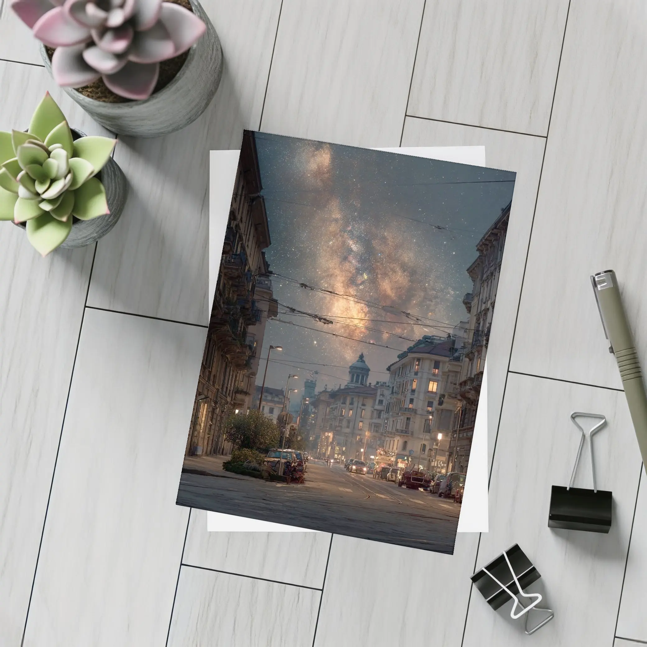 Milan City Street Milky Way Night Sky – Postcards