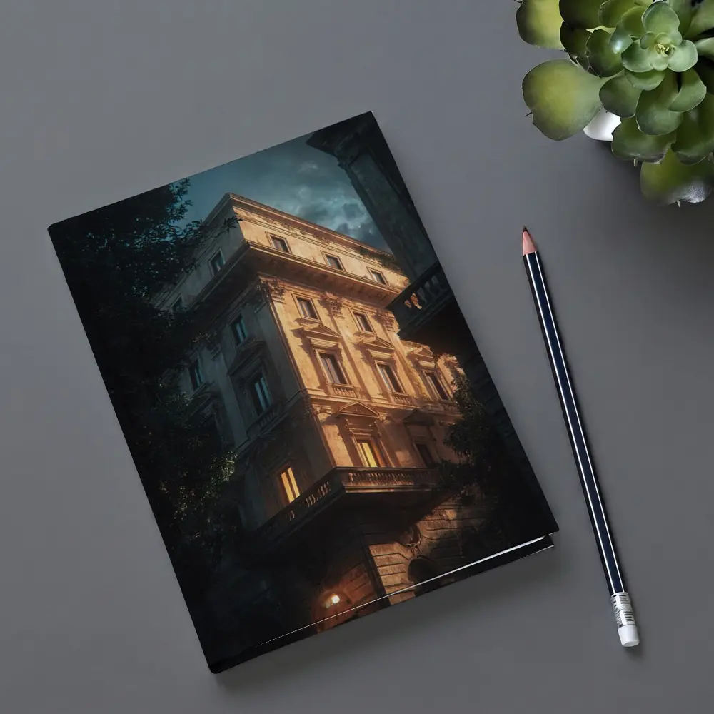 Classical Italian Building Glowing At Night – Notebooks