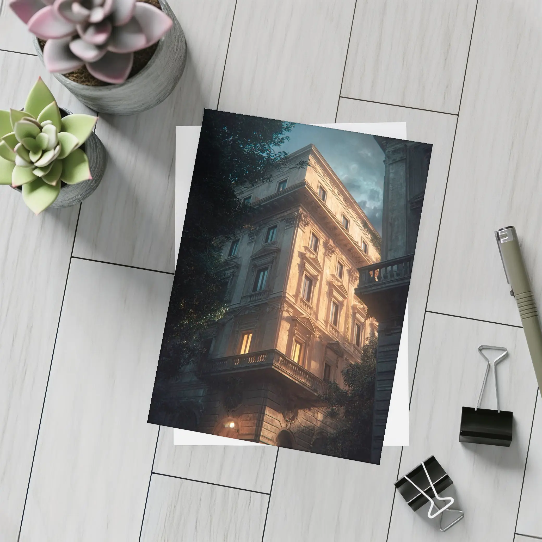 Classical Italian Building Glowing At Night – Postcards