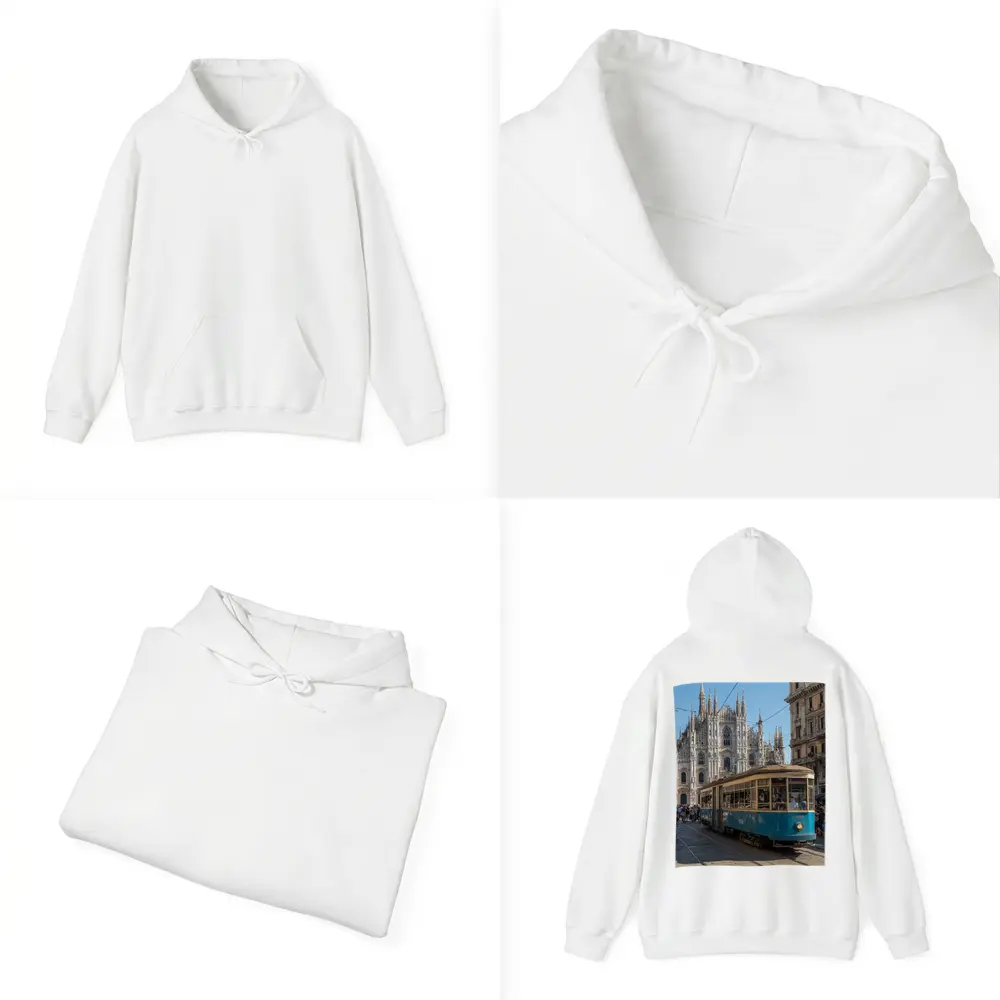 Milan Duomo Cathedral Vintage Tram Street Scene – Hoodies
