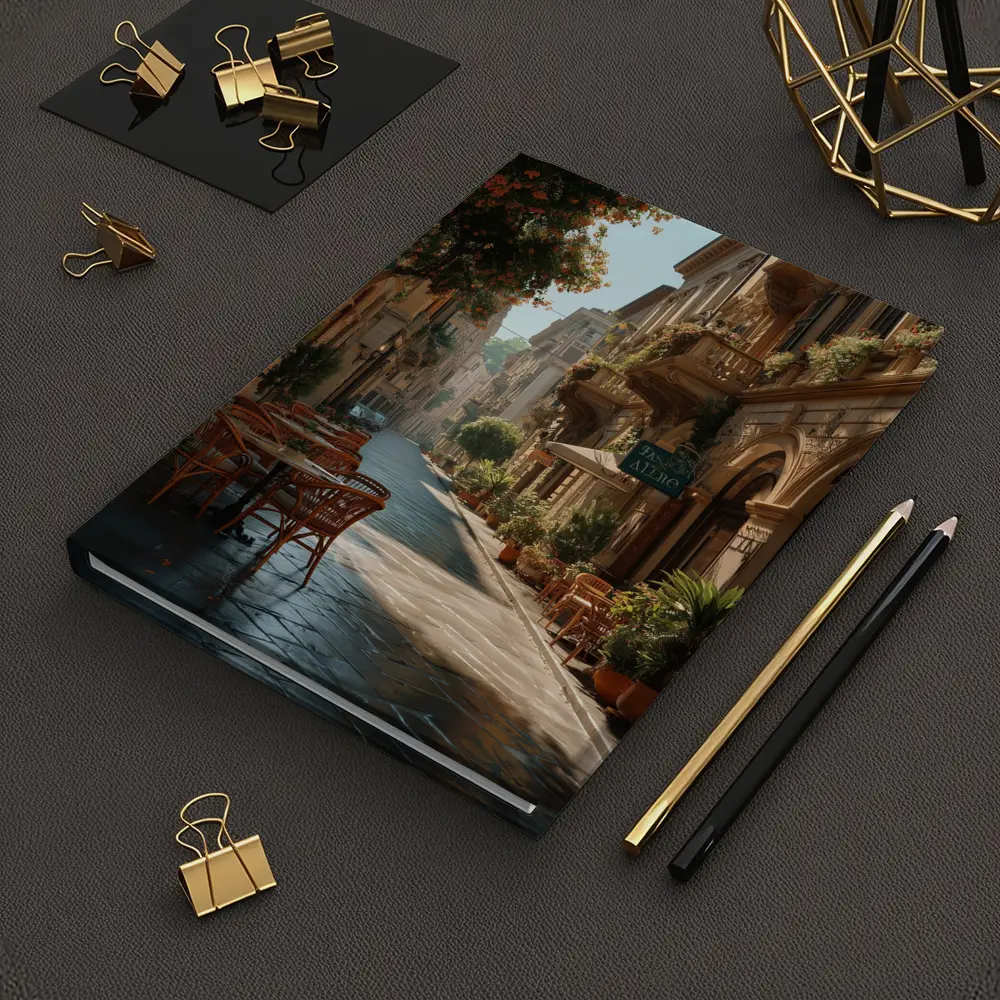 Sunny Italian Street Cafe Outdoor Seating – Notebooks