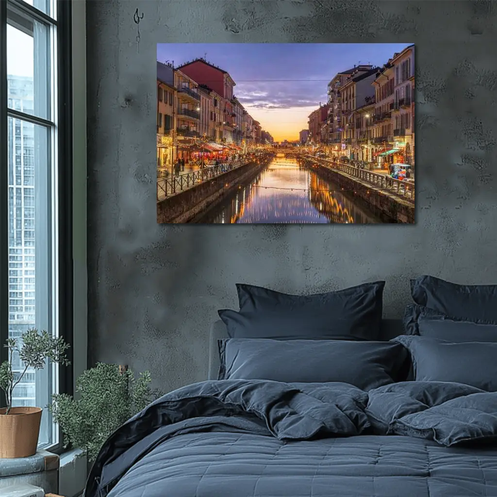 Milan Naviglio Grande Canal at Sunset – Wall Art