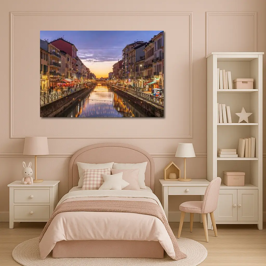 Milan Naviglio Grande Canal at Sunset – Wall Art