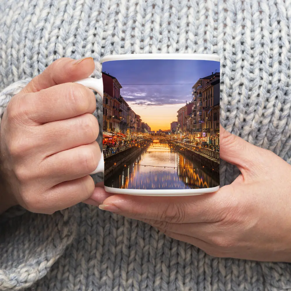 Milan Naviglio Grande Canal at Sunset – Mugs