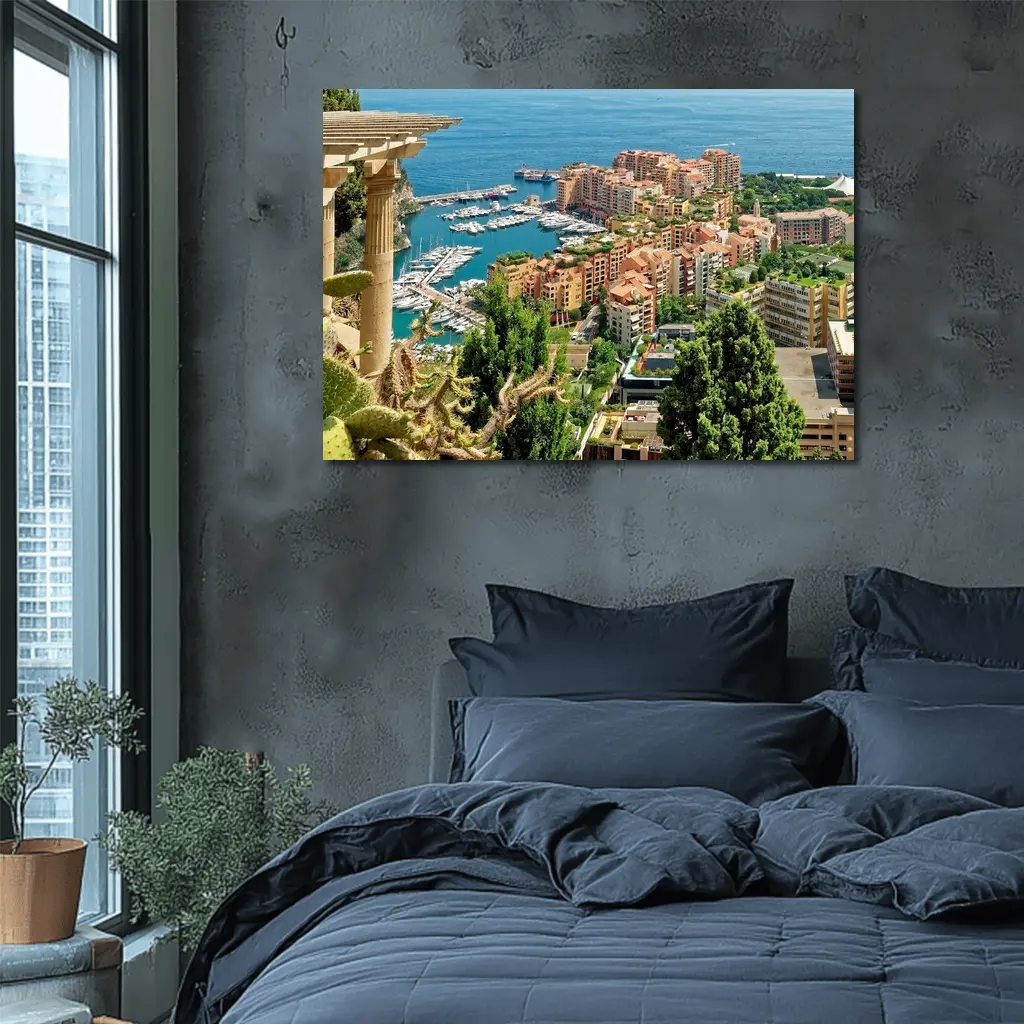 Monaco Harbor Aerial View Mediterranean Coast – Wall Art