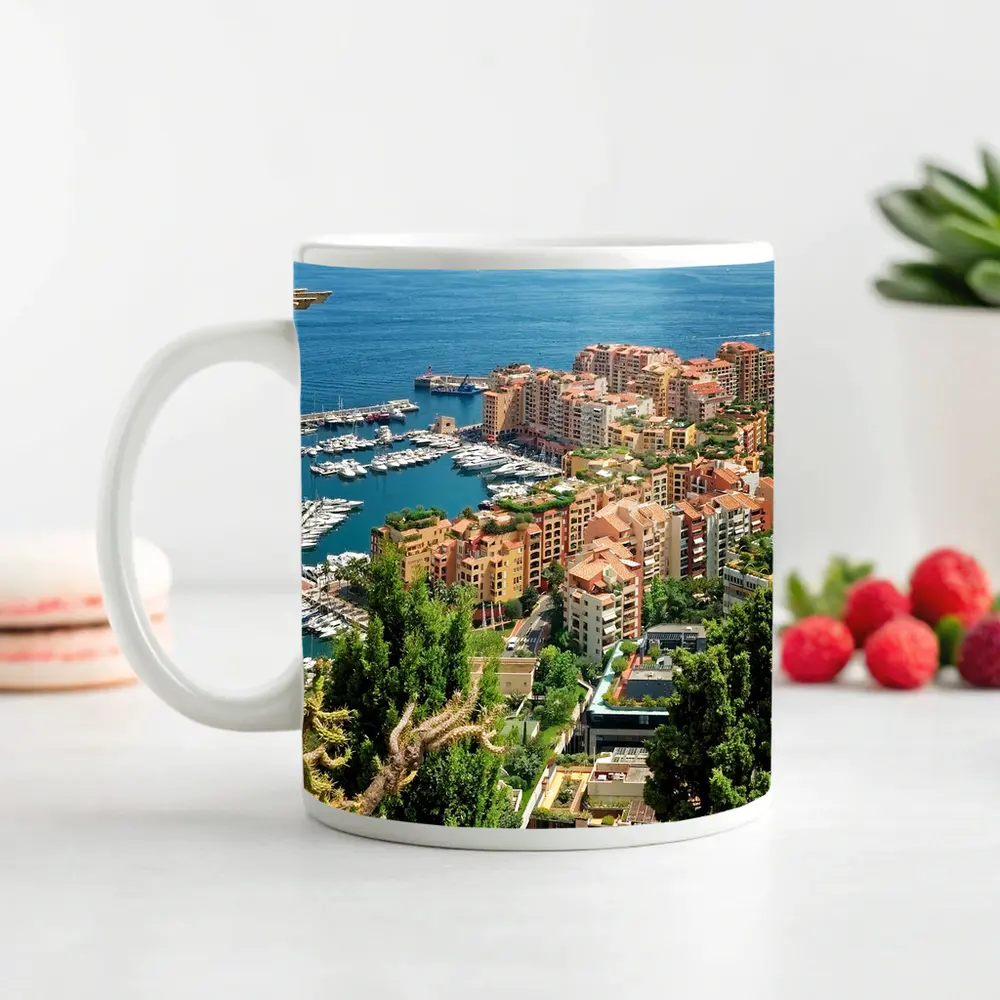 Monaco Harbor Aerial View Mediterranean Coast – Mugs