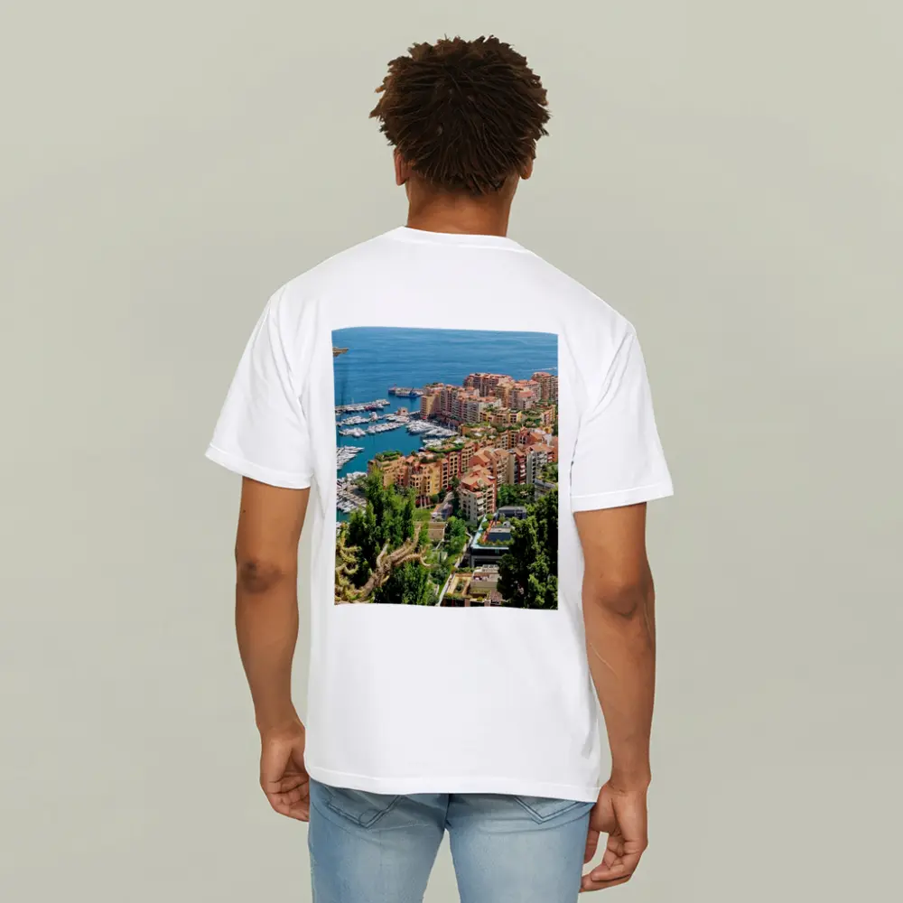 Monaco Harbor Aerial View Mediterranean Coast – T-Shirts