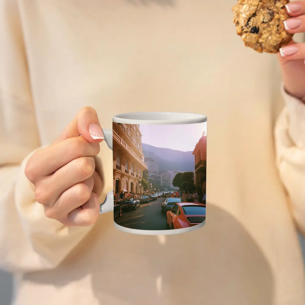 Porsche 911 Street Scene Monaco Sunset – Mugs