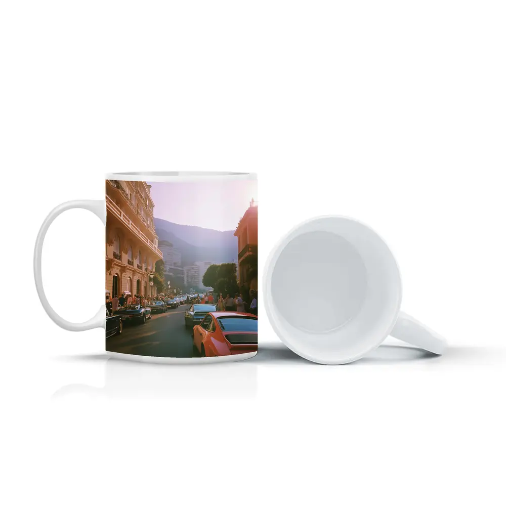 Porsche 911 Street Scene Monaco Sunset – Mugs