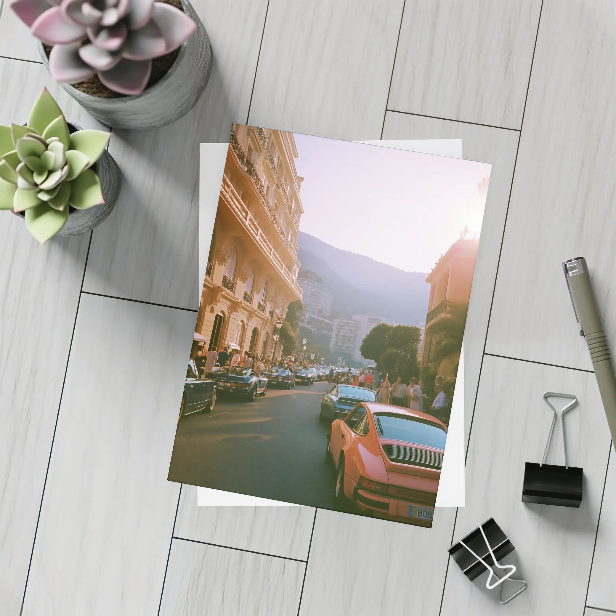 Porsche 911 Street Scene Monaco Sunset – Postcards