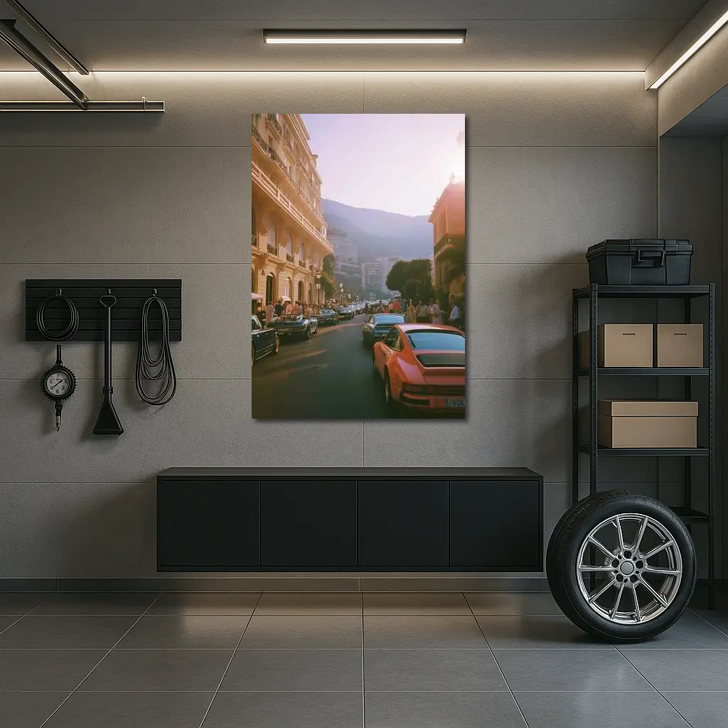 Porsche 911 Street Scene Monaco Sunset – Wall Art