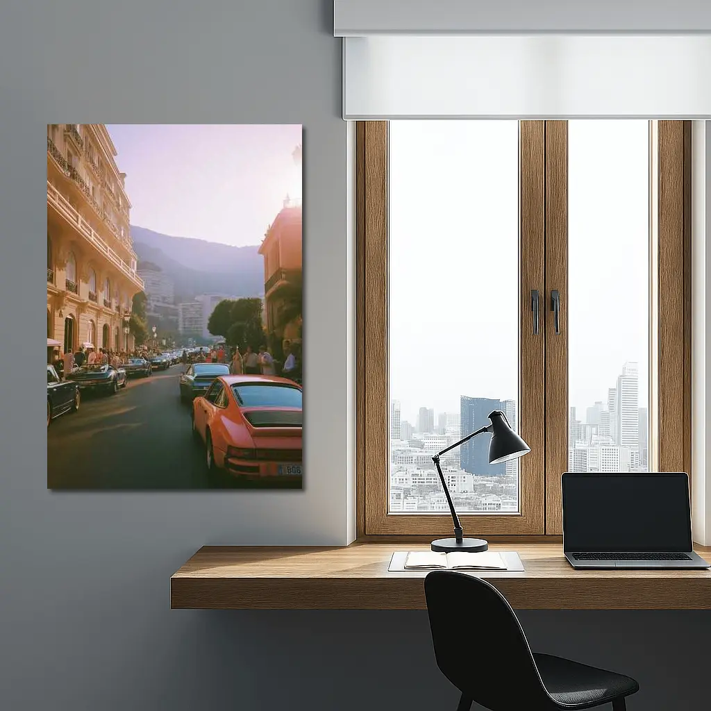 Porsche 911 Street Scene Monaco Sunset – Wall Art