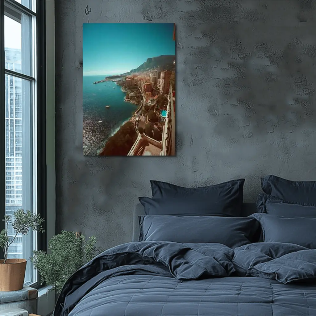 Monaco Coastline Aerial View Mediterranean Sea – Wall Art