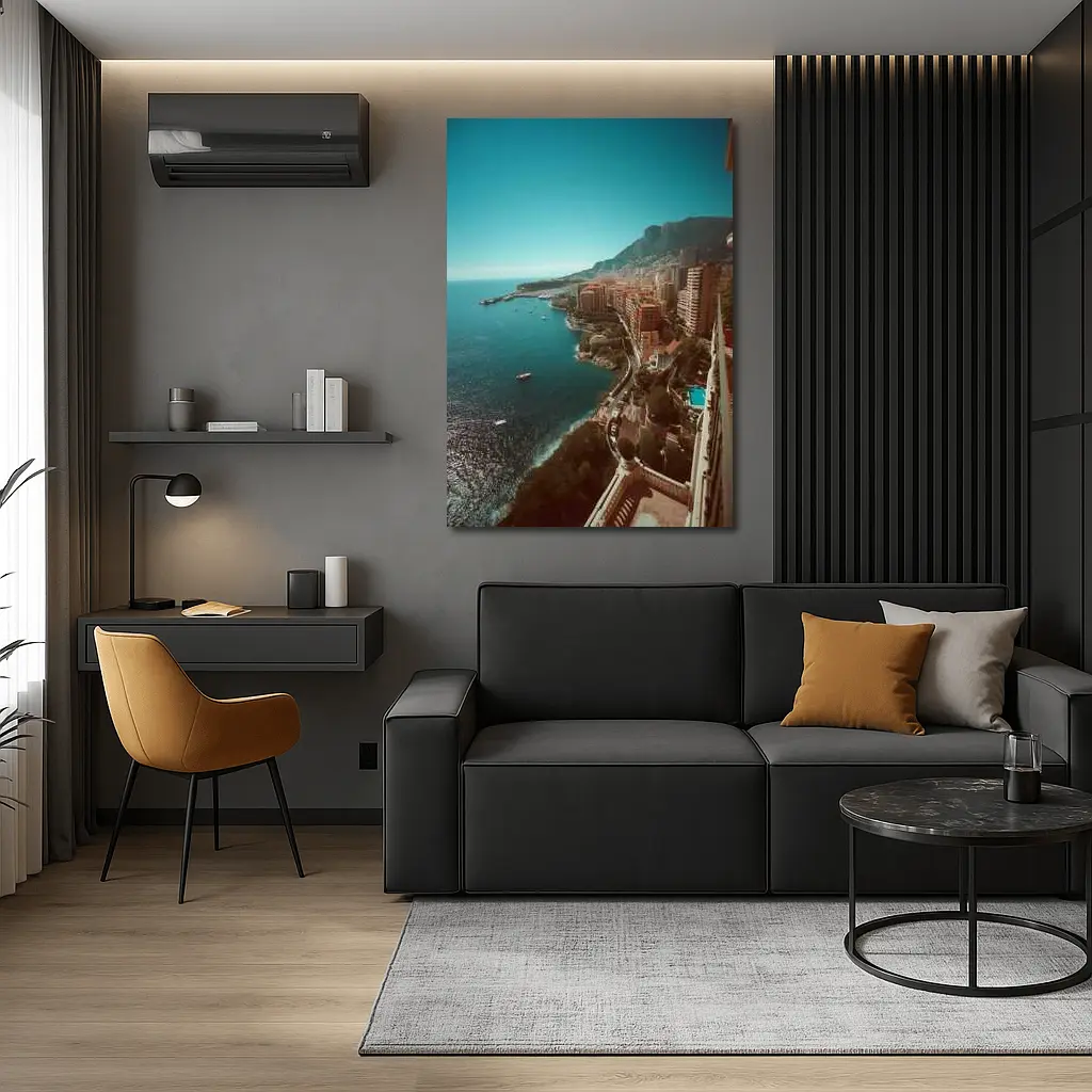 Monaco Coastline Aerial View Mediterranean Sea – Wall Art