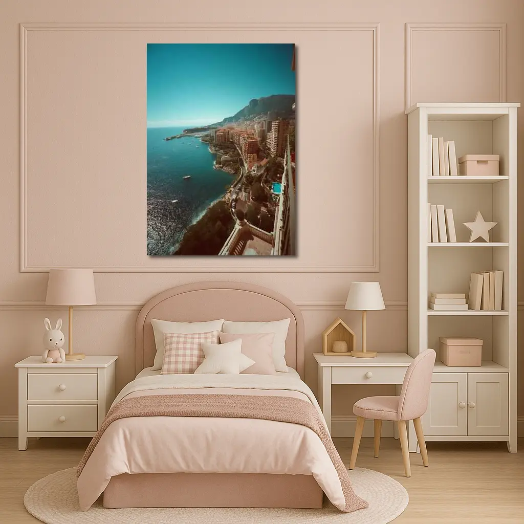 Monaco Coastline Aerial View Mediterranean Sea – Wall Art