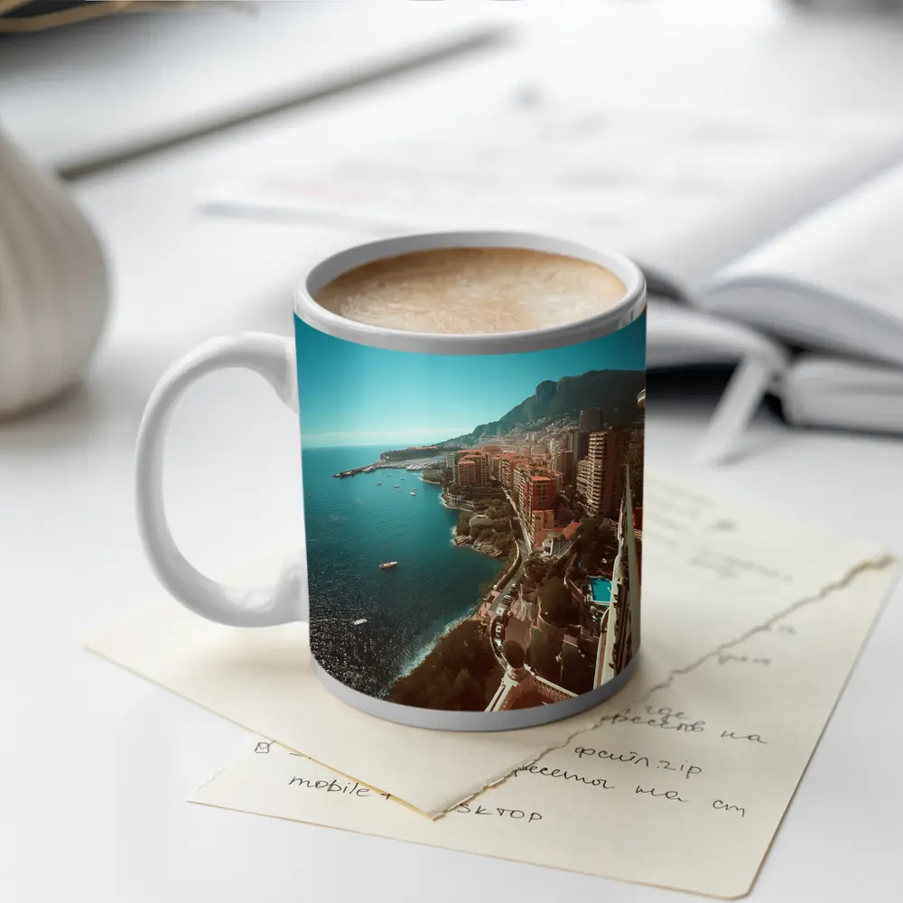 Monaco Coastline Aerial View Mediterranean Sea – Mugs