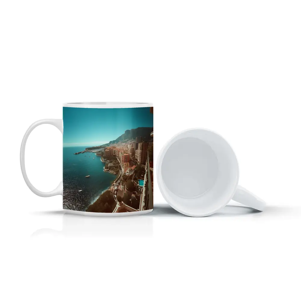 Monaco Coastline Aerial View Mediterranean Sea – Mugs
