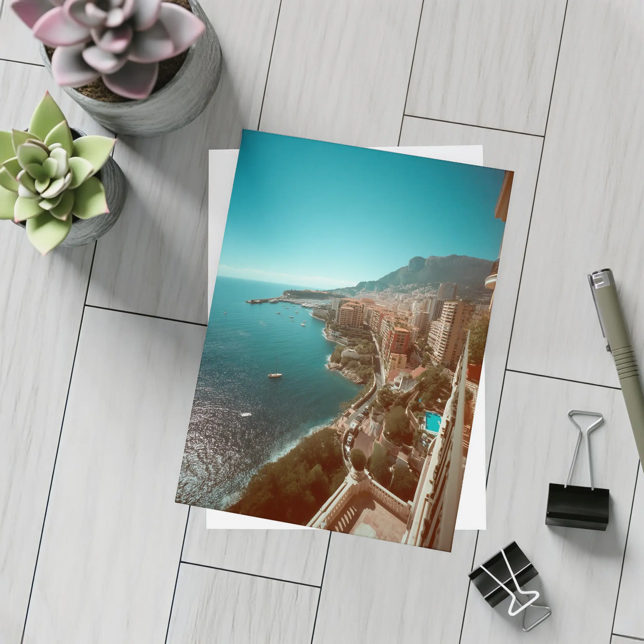 Monaco Coastline Aerial View Mediterranean Sea – Postcards