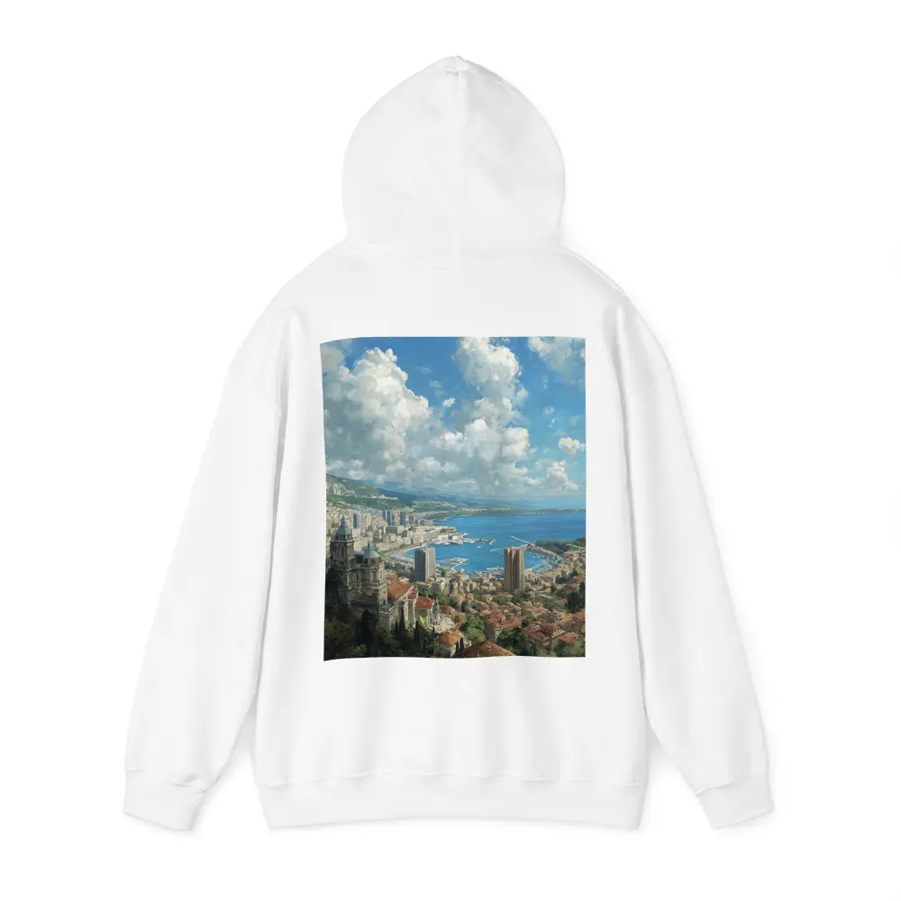 Monaco Cityscape Harbor Oil Painting Art – Hoodies