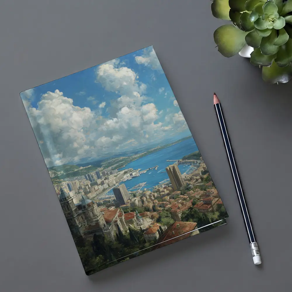 Monaco Cityscape Harbor Oil Painting Art – Notebooks