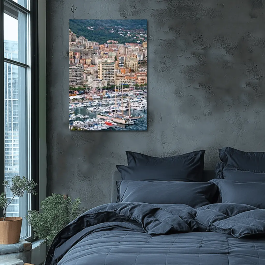 Monaco Harbor Skyline Hillside City View – Wall Art