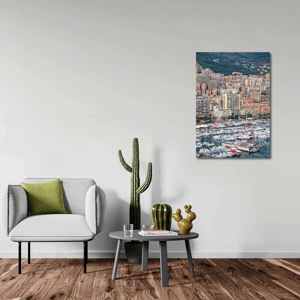 Monaco Harbor Skyline Hillside City View – Wall Art