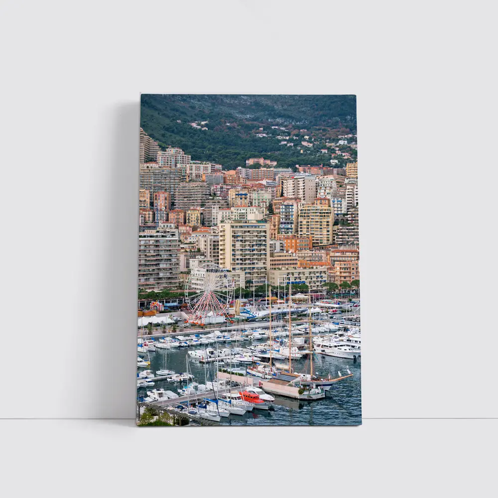 Monaco Harbor Skyline Hillside City View – Wall Art