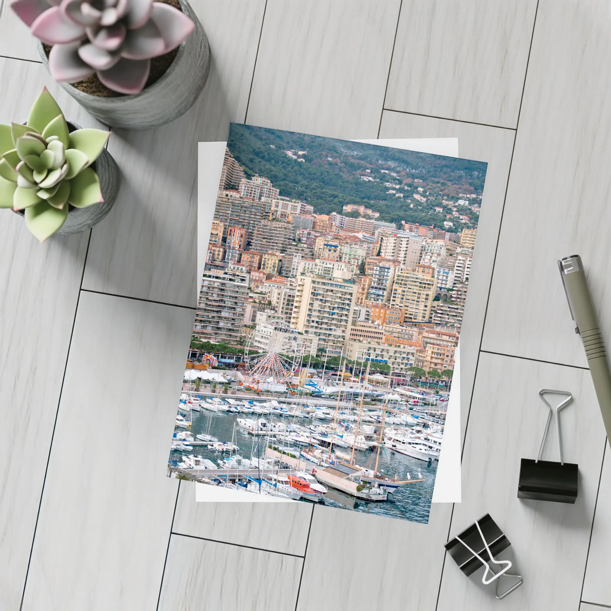 Monaco Harbor Skyline Hillside City View – Postcards