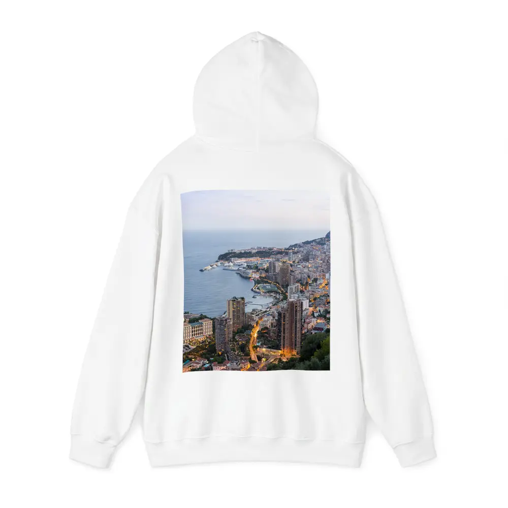 Monaco Coastline Aerial View Dusk City – Hoodies