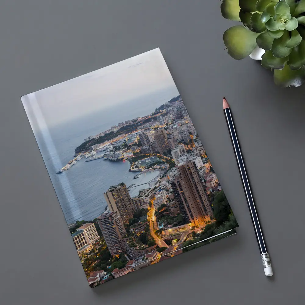 Monaco Coastline Aerial View Dusk City – Notebooks