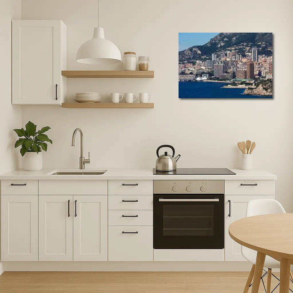 Monaco Skyline Coastal City Mountain View – Wall Art