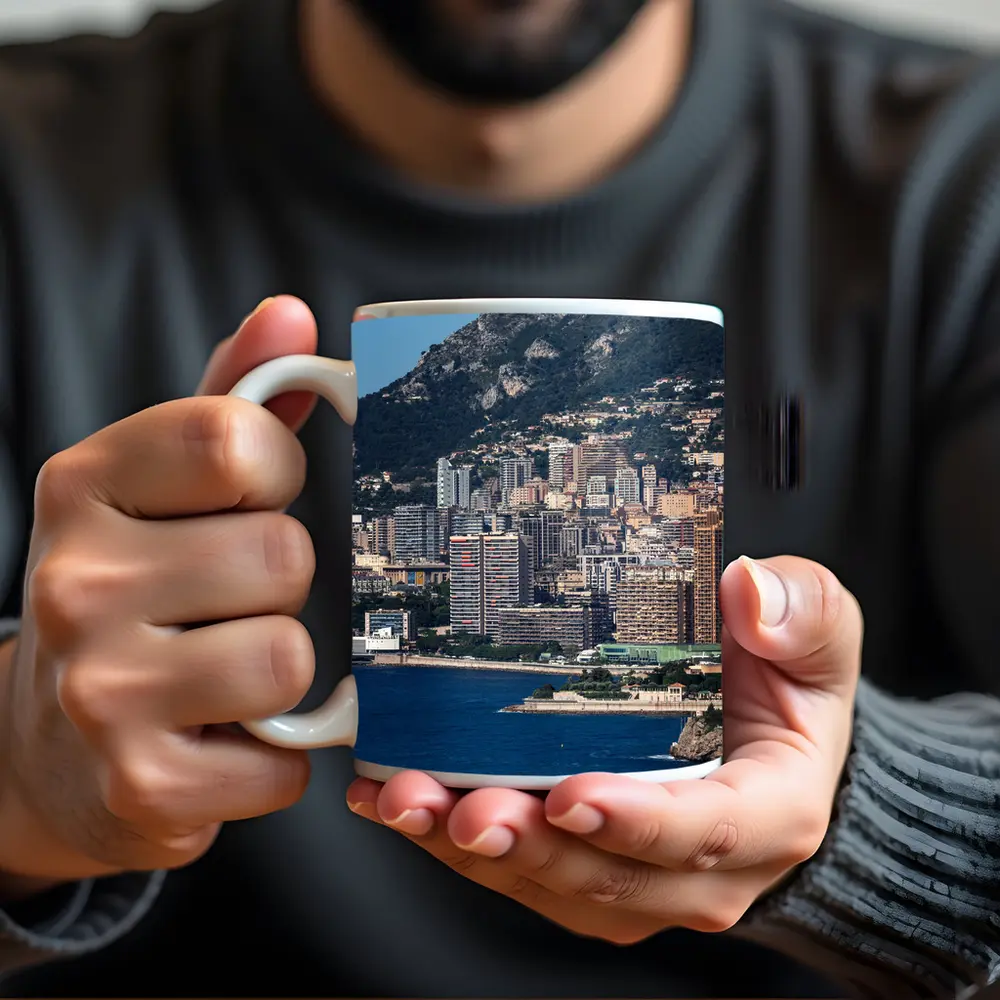 Monaco Skyline Coastal City Mountain View – Mugs