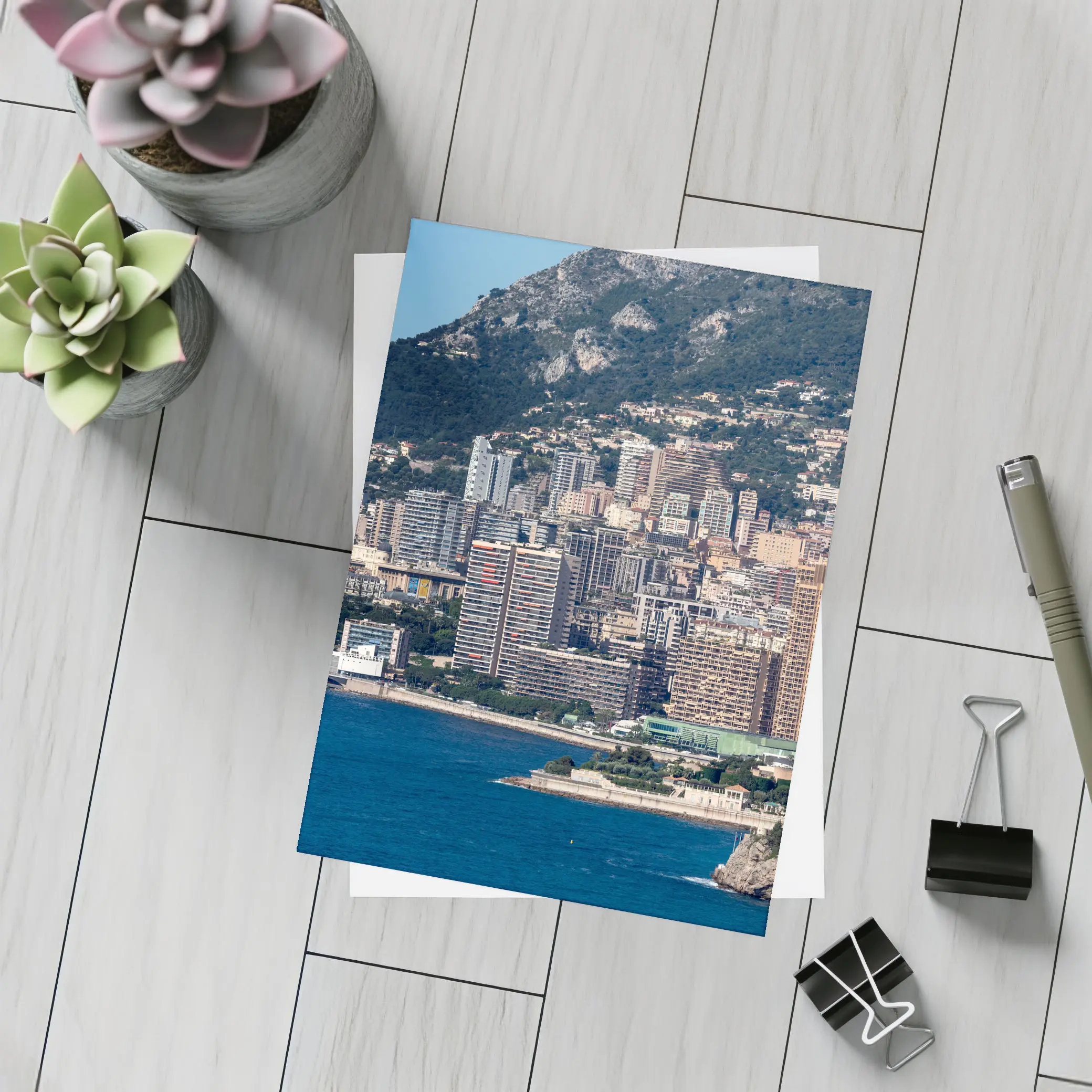 Monaco Skyline Coastal City Mountain View – Postcards
