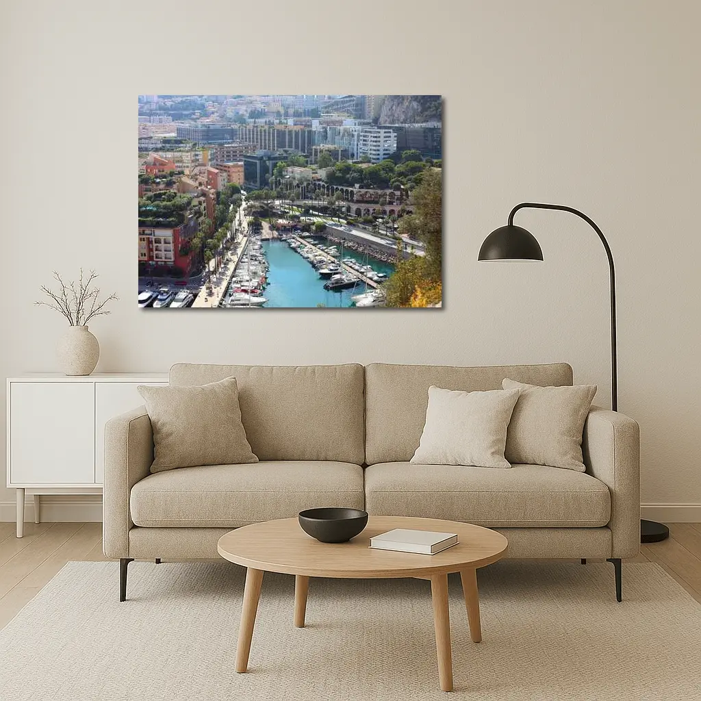 Monaco Harbor Aerial View With Yachts – Wall Art