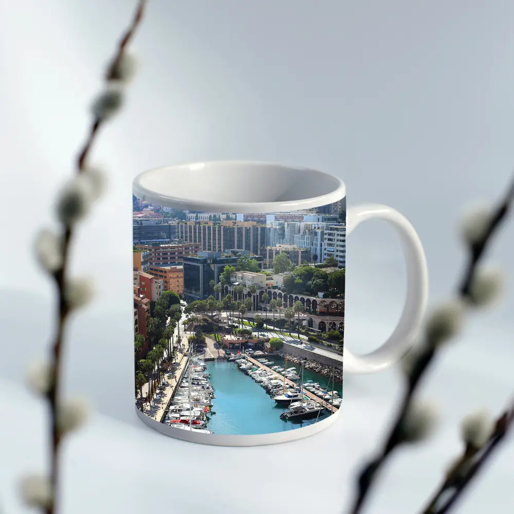 Monaco Harbor Aerial View With Yachts – Mugs