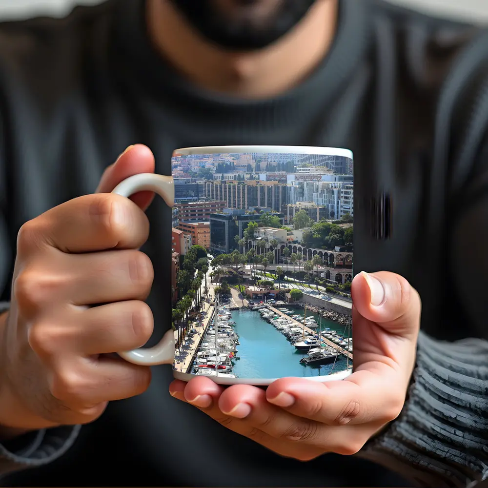 Monaco Harbor Aerial View With Yachts – Mugs