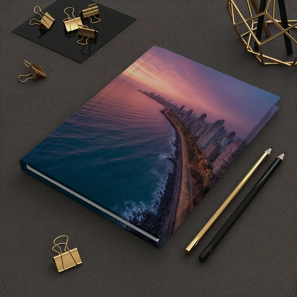 Coastal City Skyline at Pink Sunset – Notebooks