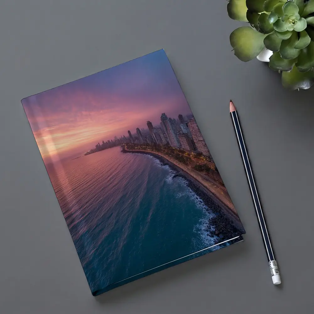 Coastal City Skyline at Pink Sunset – Notebooks