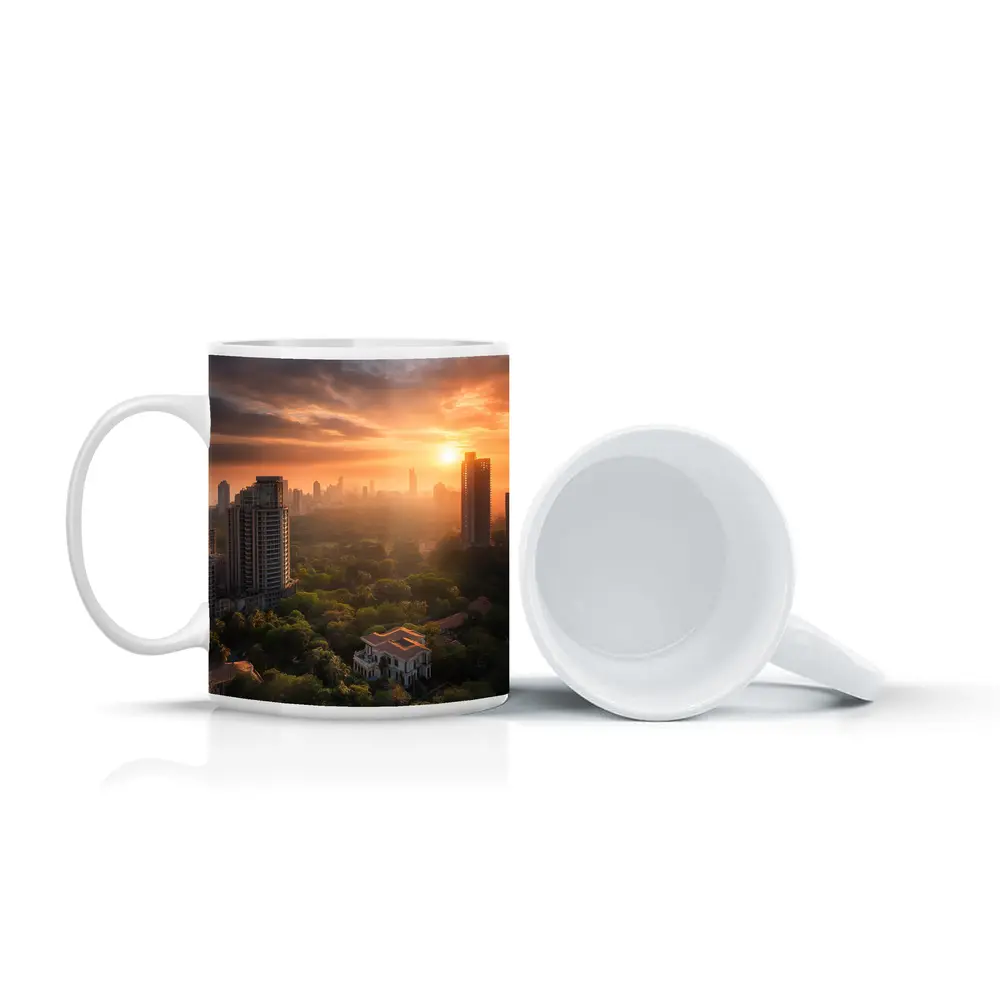 Mumbai Skyline Golden Sunset Aerial City View – Mugs
