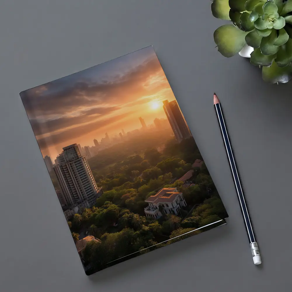 Mumbai Skyline Golden Sunset Aerial City View – Notebooks