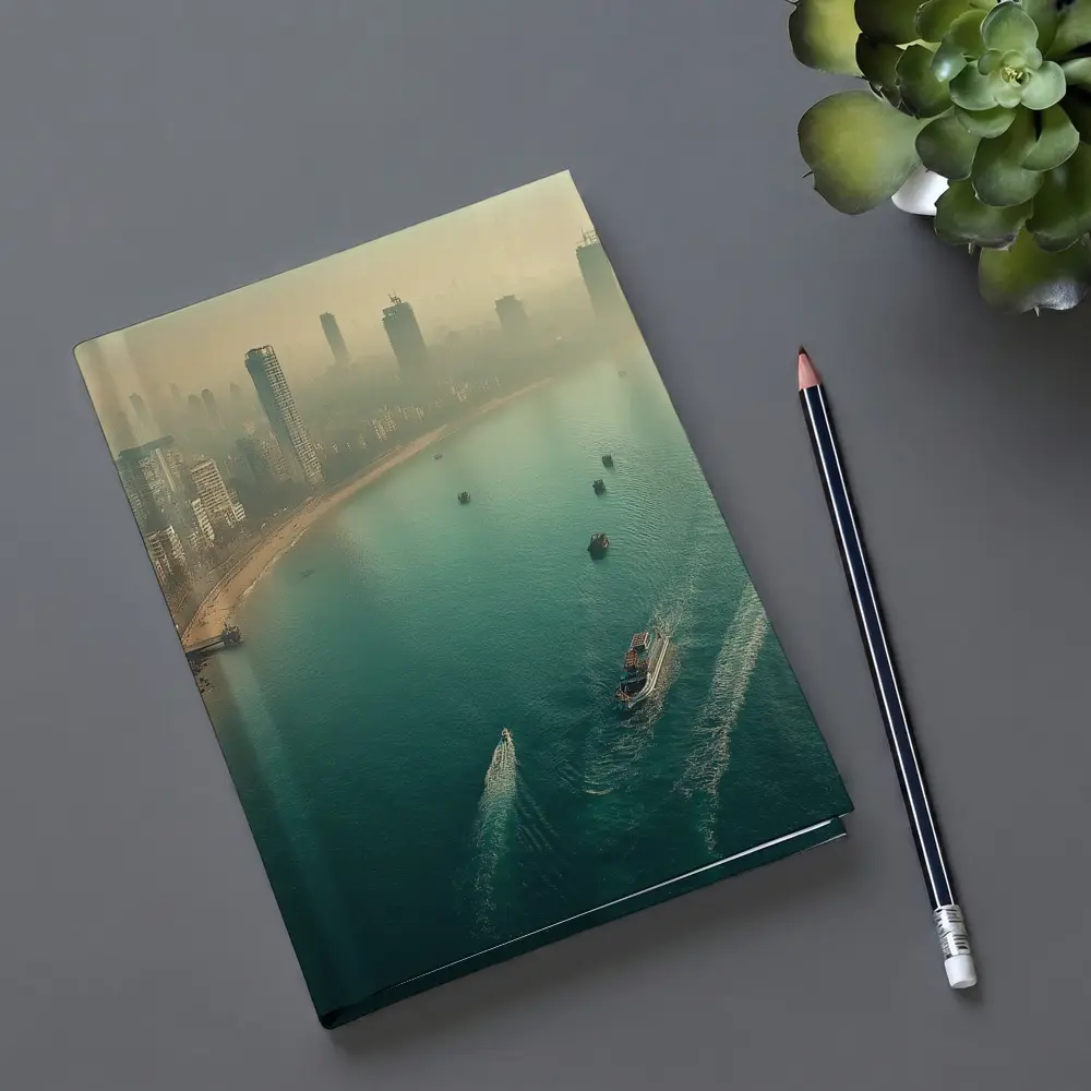 Mumbai Skyline Aerial View Foggy Coastline – Notebooks