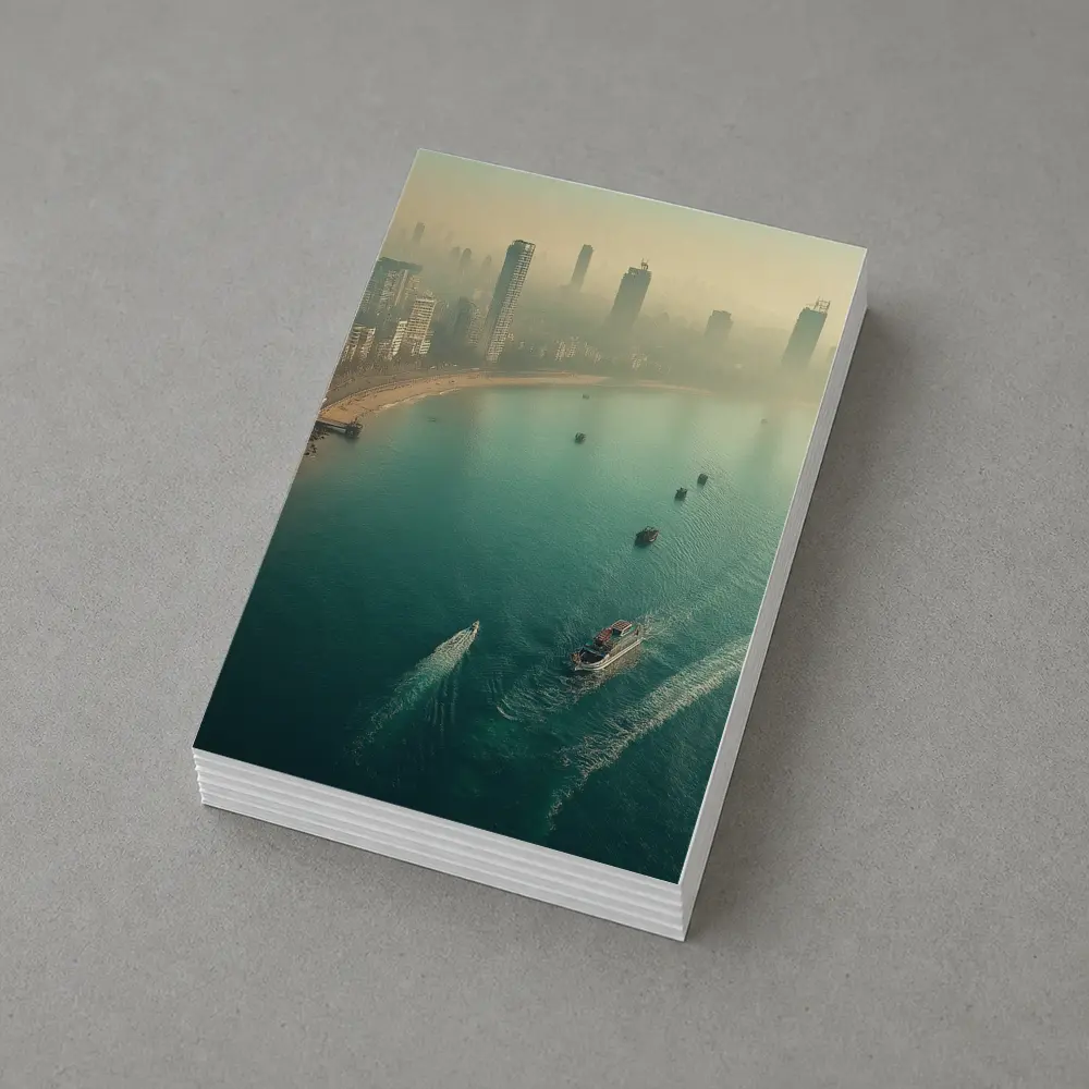 Mumbai Skyline Aerial View Foggy Coastline – Postcards