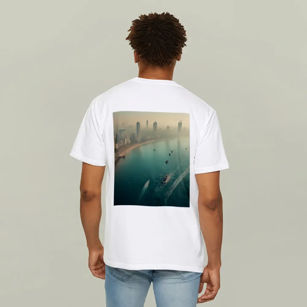 Mumbai Skyline Aerial View Foggy Coastline – T-Shirts